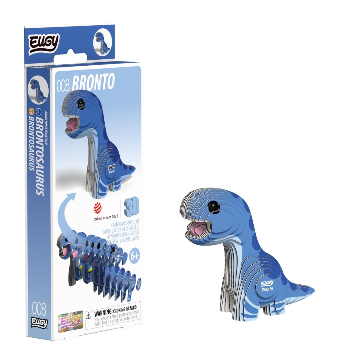 EUGY Bronto 3D cardboard model kit - finished model with its box