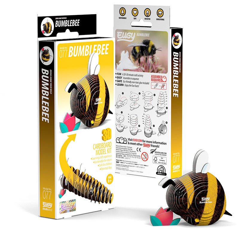 EUGY Bumblebee 3D cardboard model kit, eco-friendly assembled puzzle figure