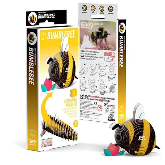 EUGY Bumblebee 3D cardboard model kit, eco-friendly assembled puzzle figure