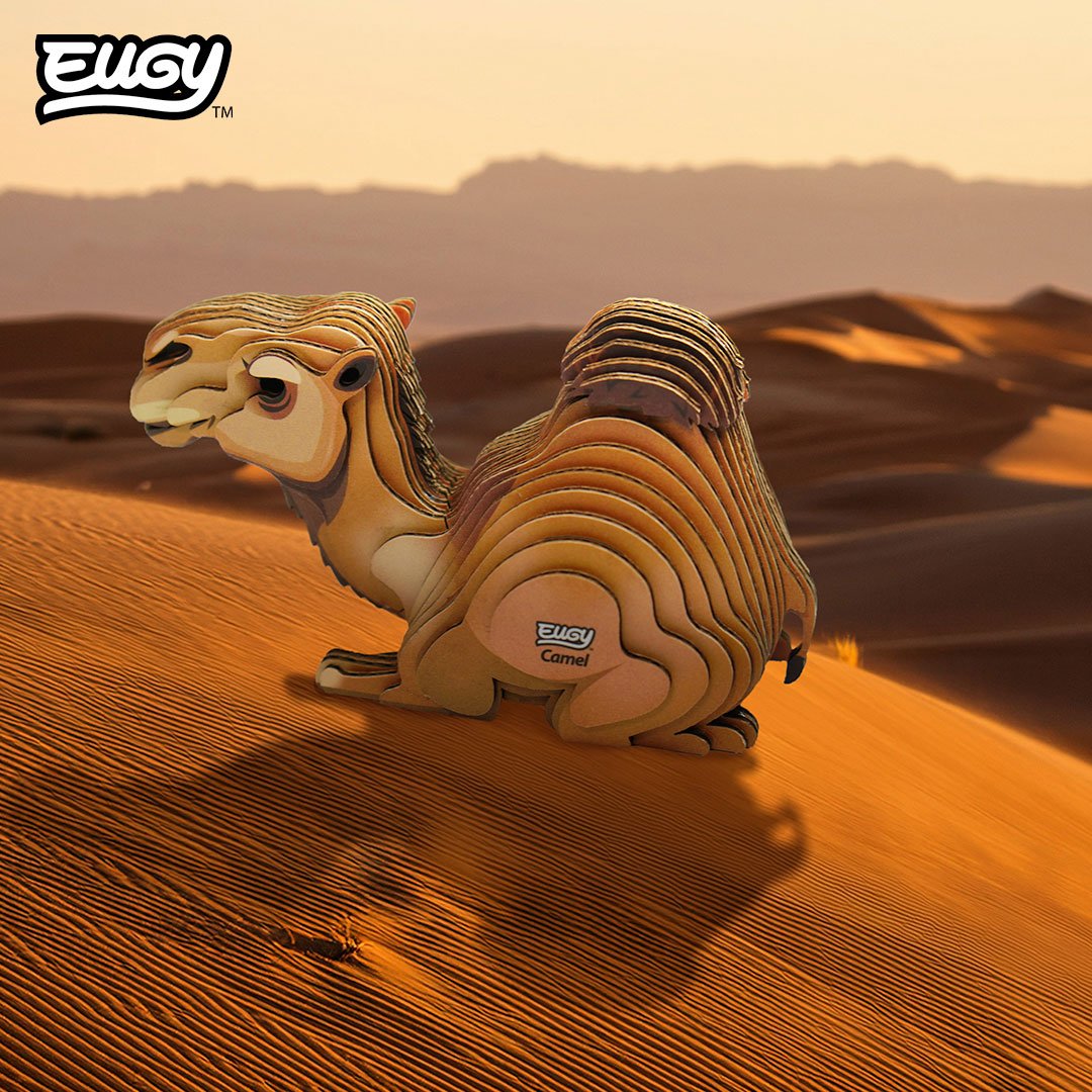 EUGY Camel 3D cardboard model kit - built model on display