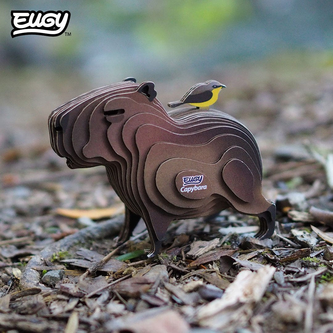 EUGY Capybara 3D cardboard model kit - built model on display