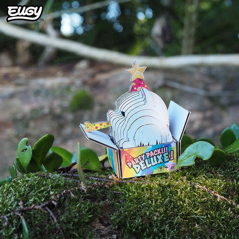 EUGY Cat - Cottonball 3D cardboard model kit - built model on display