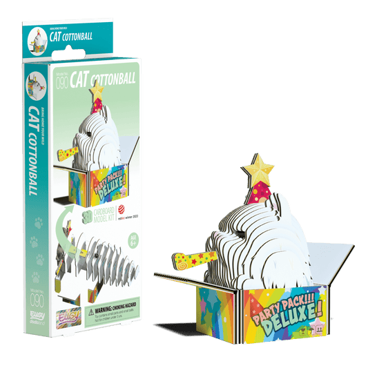 EUGY Cat - Cottonball 3D cardboard model kit, eco-friendly assembled puzzle figure
