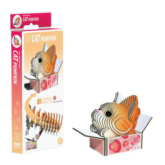 EUGY Cat - Pumpkin 3D cardboard model kit, eco-friendly assembled puzzle figure