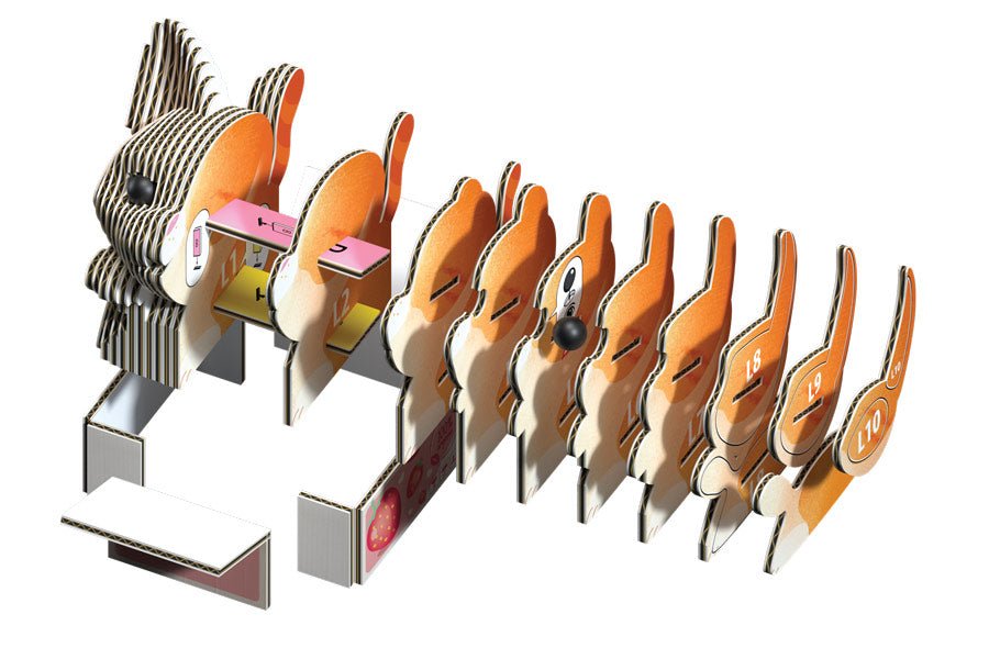 Exploded view of the EUGY Cat Pumpkin kit's numbered cardboard slices in order