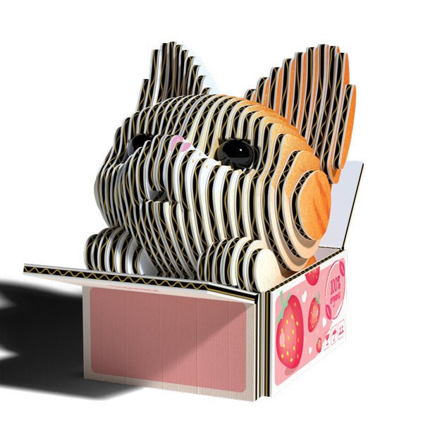 EUGY Cat Pumpkin card model under dramatic lighting showing its layered cardboard slices
