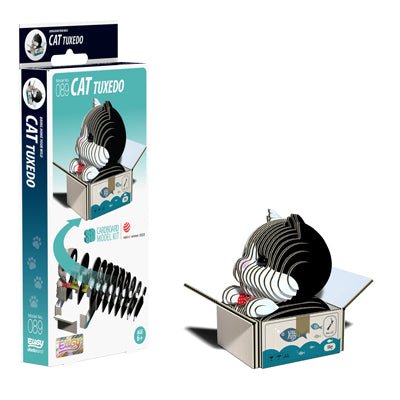 EUGY Cat - Tuxedo 3D cardboard model kit, eco-friendly assembled puzzle figure