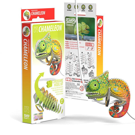 EUGY Chameleon 3D cardboard model kit, eco-friendly assembled puzzle figure