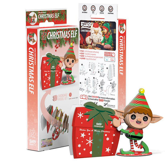 EUGY Christmas Elf 3D cardboard model kit, eco-friendly assembled puzzle figure