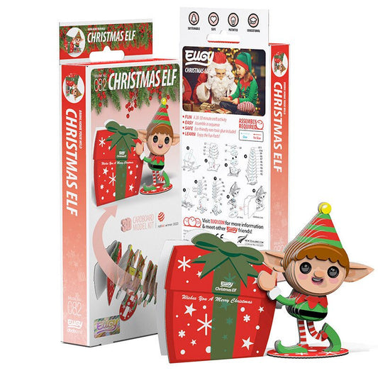 EUGY Christmas Elf 3D cardboard model kit, eco-friendly assembled puzzle figure