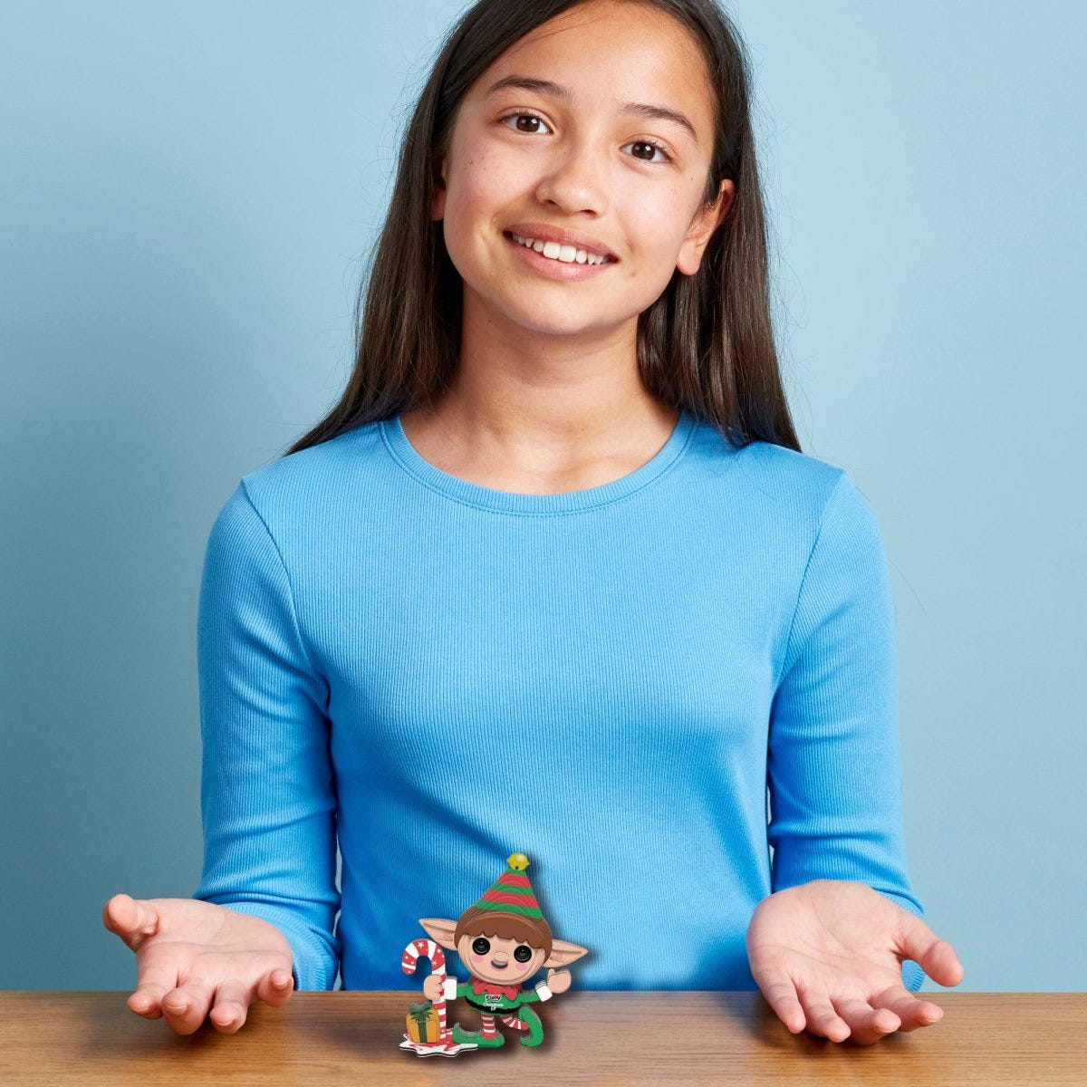EUGY Christmas Elf 3D cardboard model kit - child with the finished model