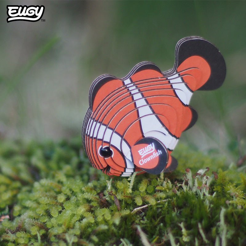 EUGY Clownfish 3D cardboard model kit - built model on display
