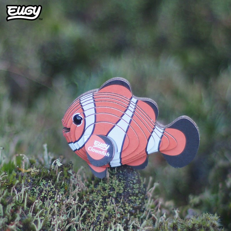 EUGY Clownfish 3D cardboard model kit - built model on display