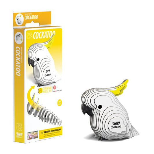 EUGY Cockatoo 3D cardboard model kit, eco-friendly assembled puzzle figure