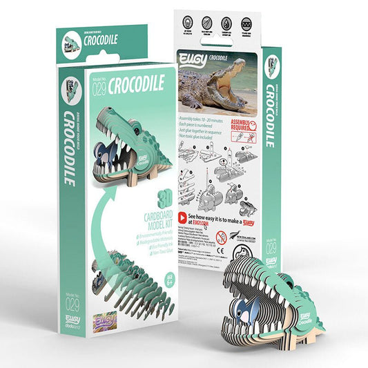 EUGY Crocodile 3D cardboard model kit, eco-friendly assembled puzzle figure
