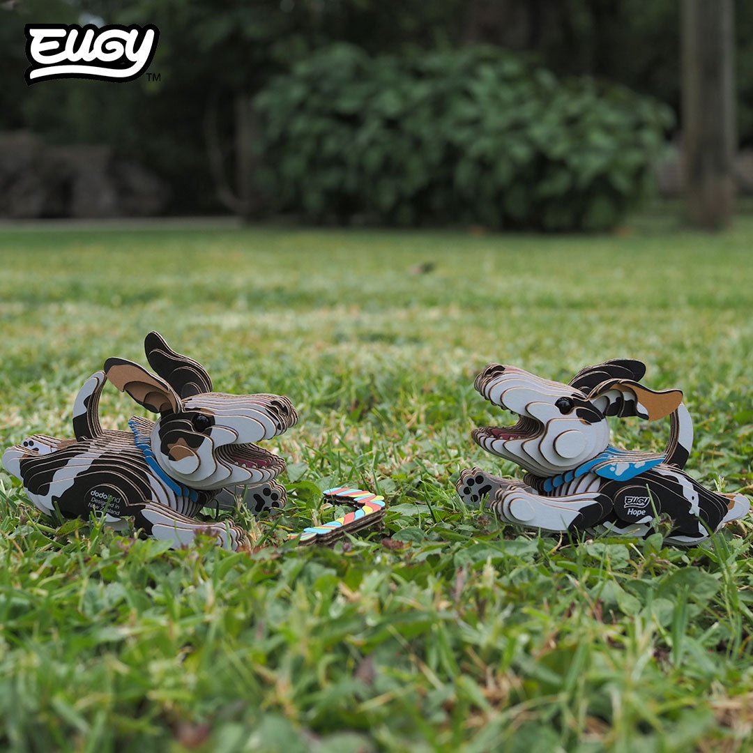 EUGY Dog - Hope 3D cardboard model kit - built model on display
