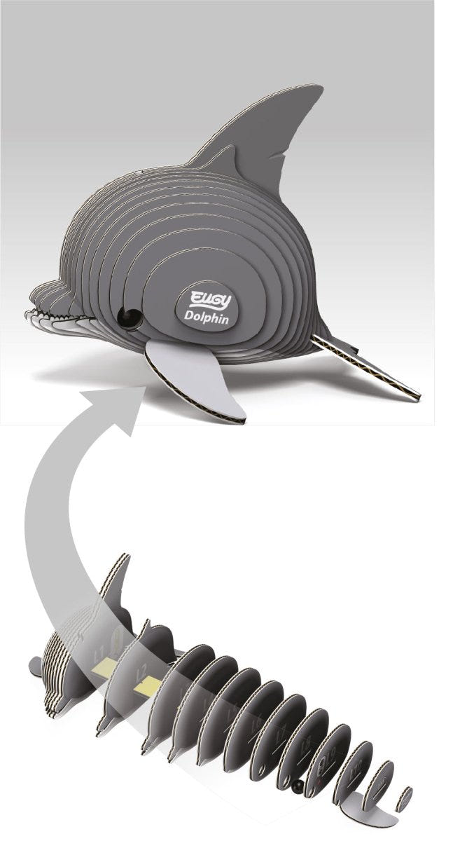 EUGY Dolphin 3D cardboard model kit - box front
