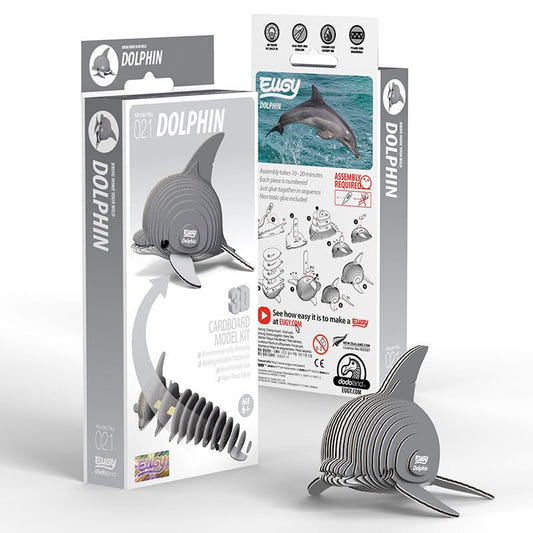 EUGY Dolphin 3D cardboard model kit, eco-friendly assembled puzzle figure