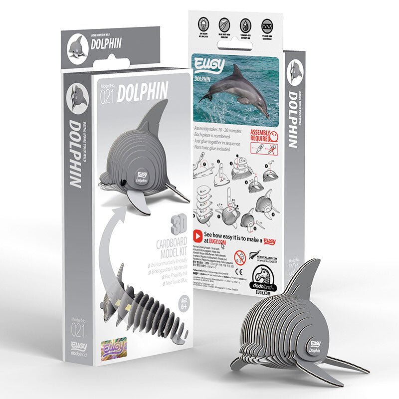 EUGY Dolphin 3D cardboard model kit, eco-friendly assembled puzzle figure