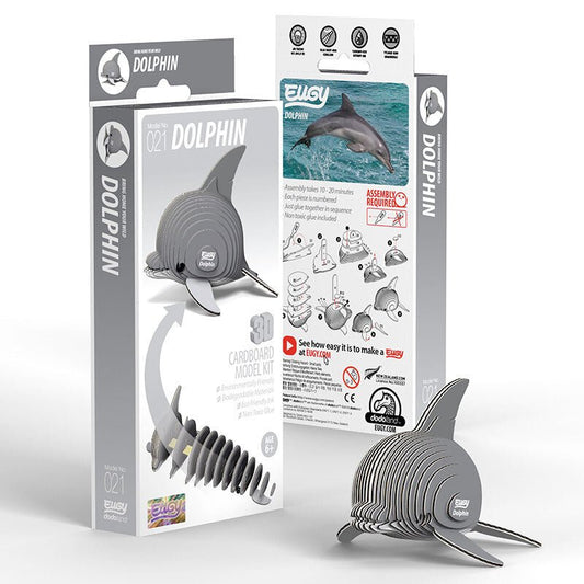 EUGY Dolphin 3D cardboard model kit, eco-friendly assembled puzzle figure