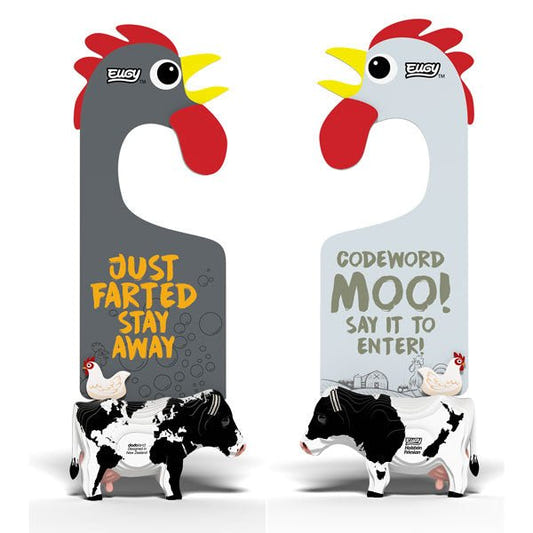 EUGY Door Hanger Holstein Friesian Cow - front and back of hanger