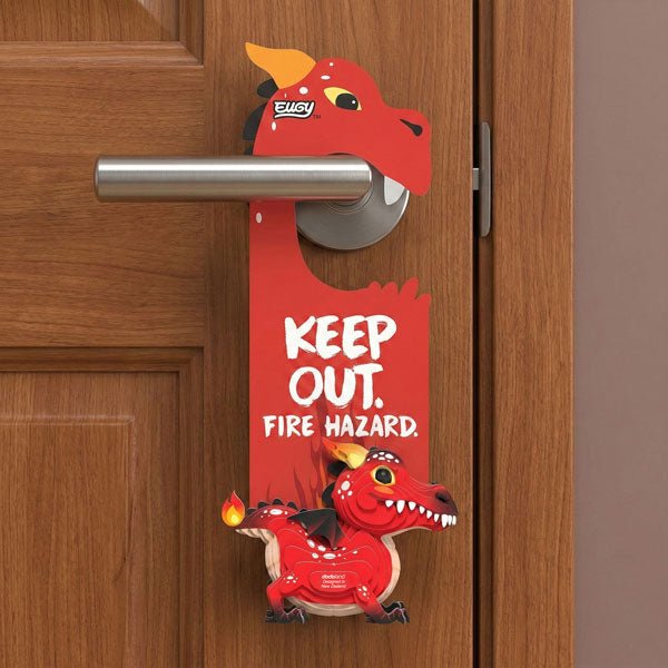 EUGY Door Hanger Red Dragon on a door handle - back