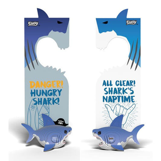 EUGY Door Hanger Shark 3D card kit - finished hanger, front and back
