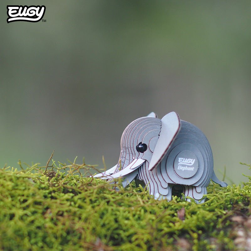 EUGY Elephant 3D cardboard model kit - built model on display