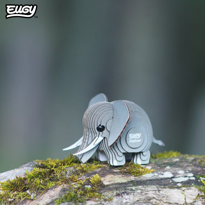 EUGY Elephant 3D cardboard model kit - built model on display
