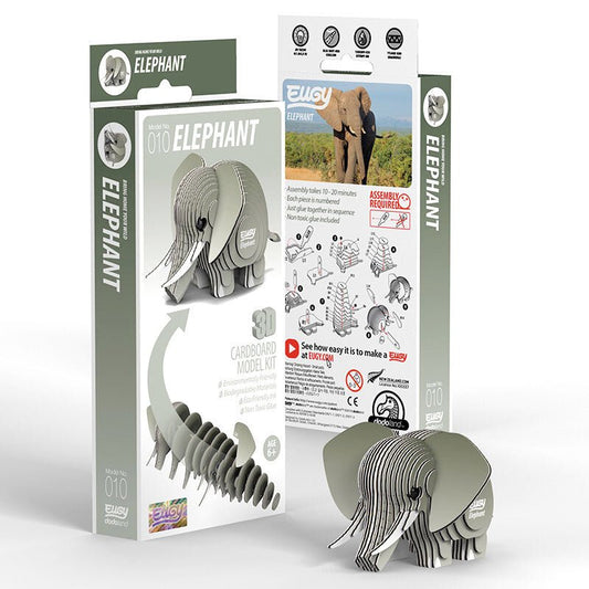 EUGY Elephant 3D cardboard model kit, eco-friendly assembled puzzle figure