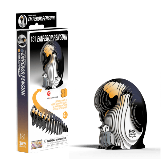 EUGY Emperor Penguin 3D cardboard model kit, eco-friendly assembled puzzle figure