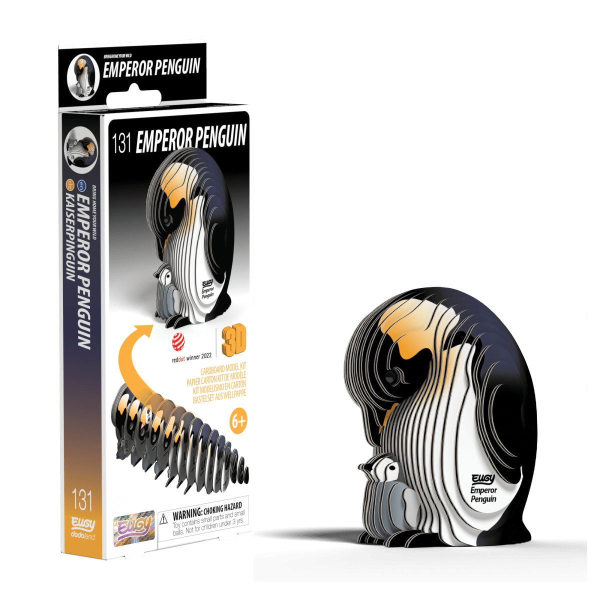 EUGY Emperor Penguin 3D cardboard model kit, eco-friendly assembled puzzle figure