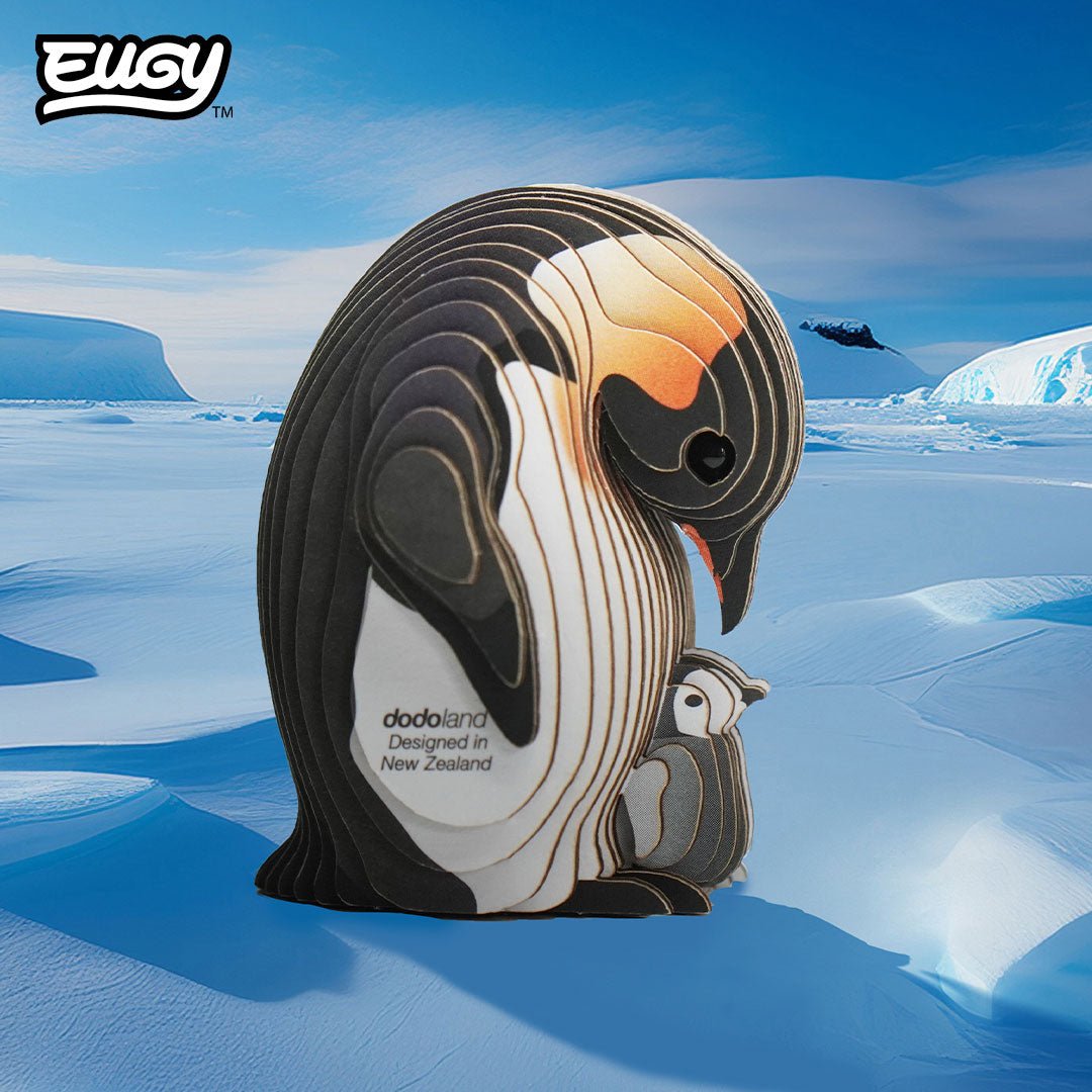 EUGY Emperor Penguin 3D cardboard model kit - built model on display