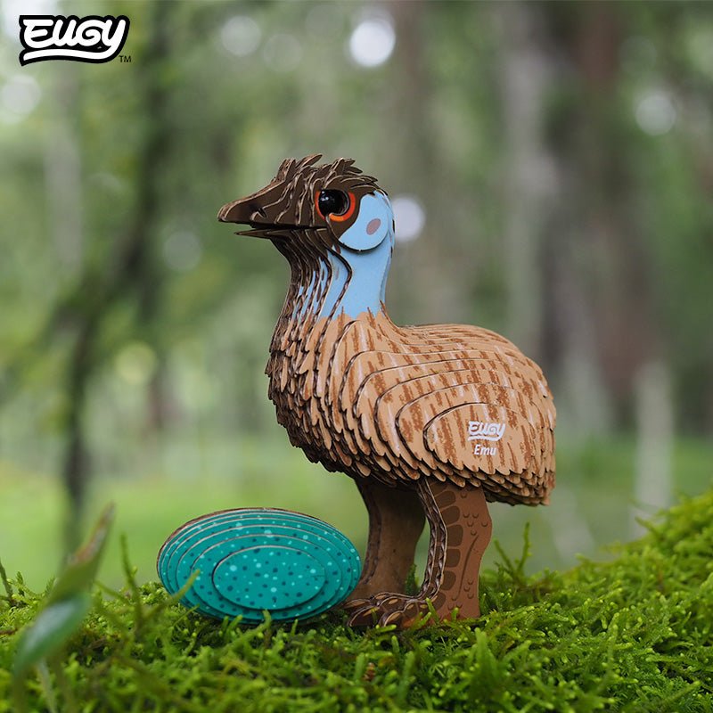 EUGY Emu 3D cardboard model kit - built model on display