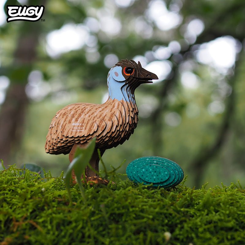EUGY Emu 3D cardboard model kit - built model on display
