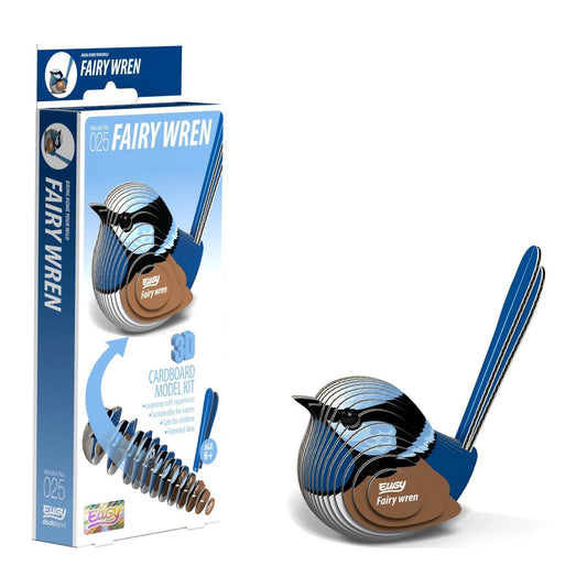 EUGY Fairy Wren 3D cardboard model kit, eco-friendly assembled puzzle figure