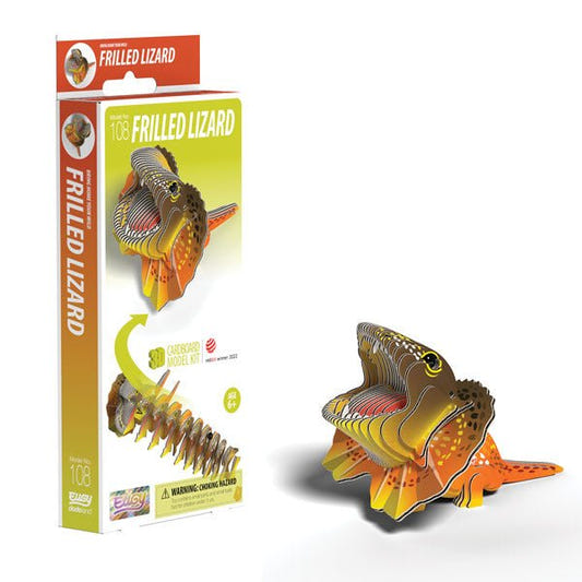 EUGY Frilled Lizard 3D cardboard model kit, eco-friendly assembled puzzle figure