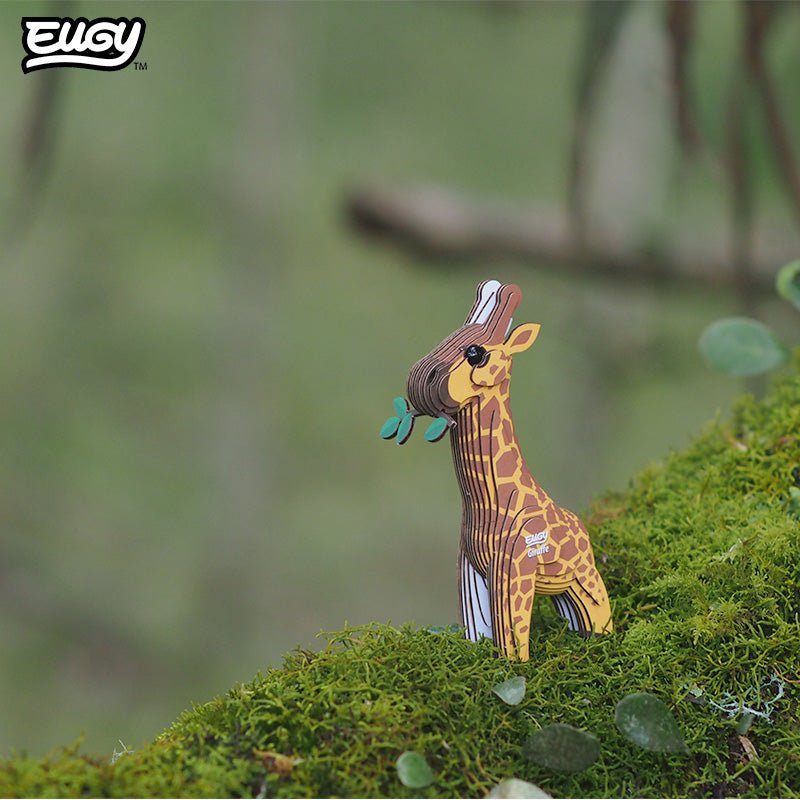 EUGY Giraffe 3D cardboard model kit - built model on display