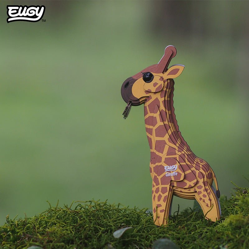 EUGY Giraffe 3D cardboard model kit - built model on display