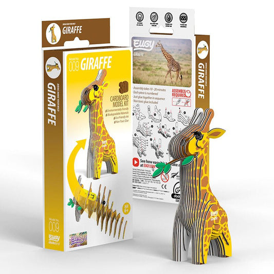 EUGY Giraffe 3D cardboard model kit, eco-friendly assembled puzzle figure