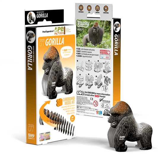 EUGY Gorilla 3D cardboard model kit, eco-friendly assembled puzzle figure