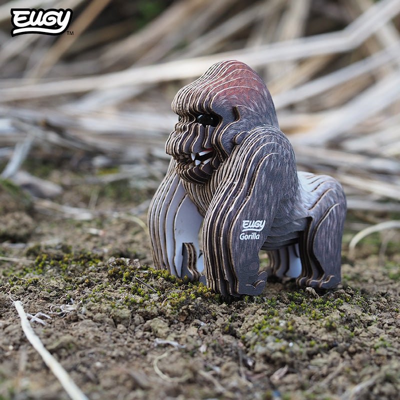 EUGY Gorilla 3D cardboard model kit - built model on display