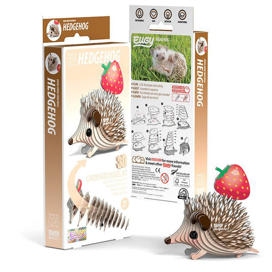 EUGY Hedgehog 3D cardboard model kit, eco-friendly assembled puzzle figure