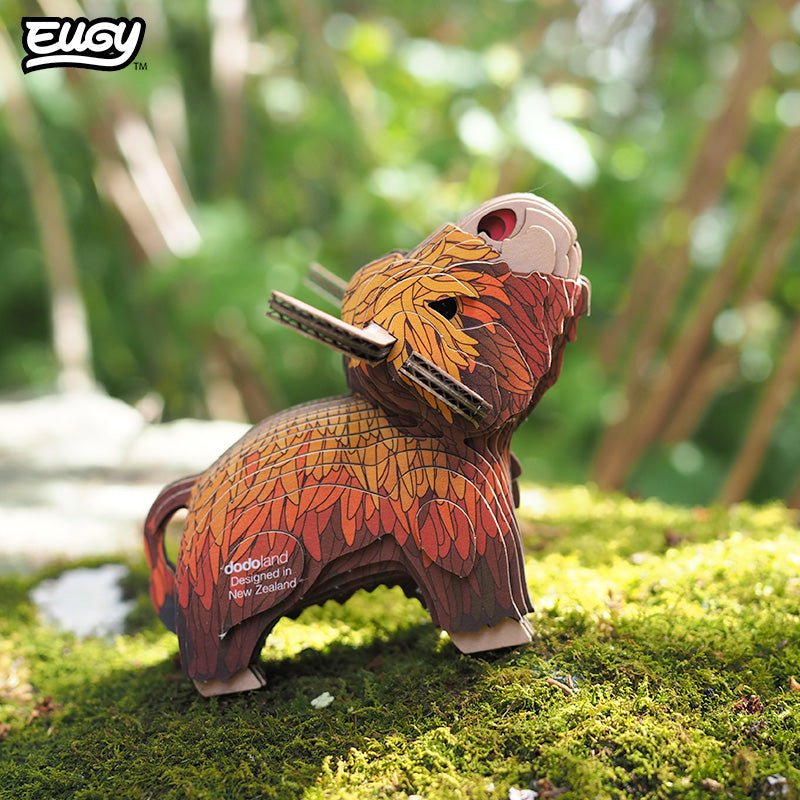 EUGY Highland Cow 3D cardboard model kit - built model on display