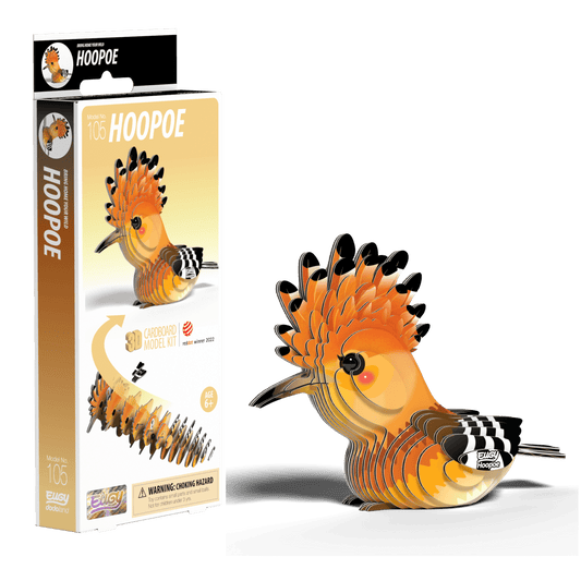 EUGY Hoopoe 3D cardboard model kit, eco-friendly assembled puzzle figure