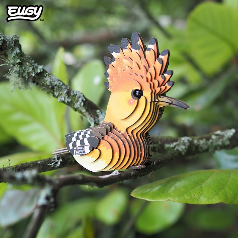 EUGY Hoopoe 3D cardboard model kit - built model on display