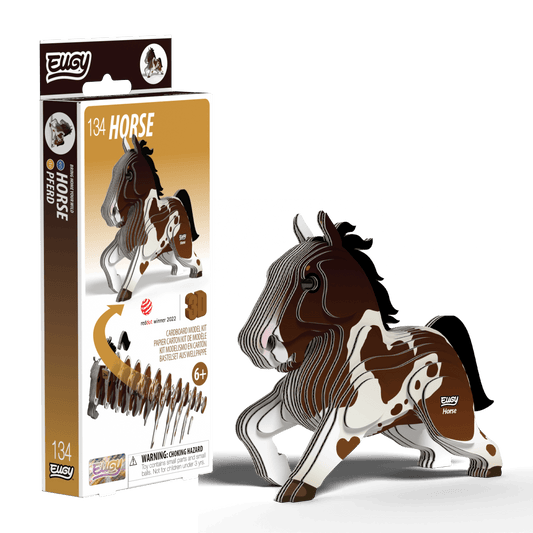 EUGY Horse 3D cardboard model kit, eco-friendly assembled puzzle figure