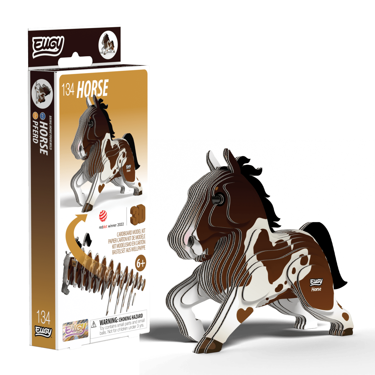 EUGY Horse 3D cardboard model kit, eco-friendly assembled puzzle figure