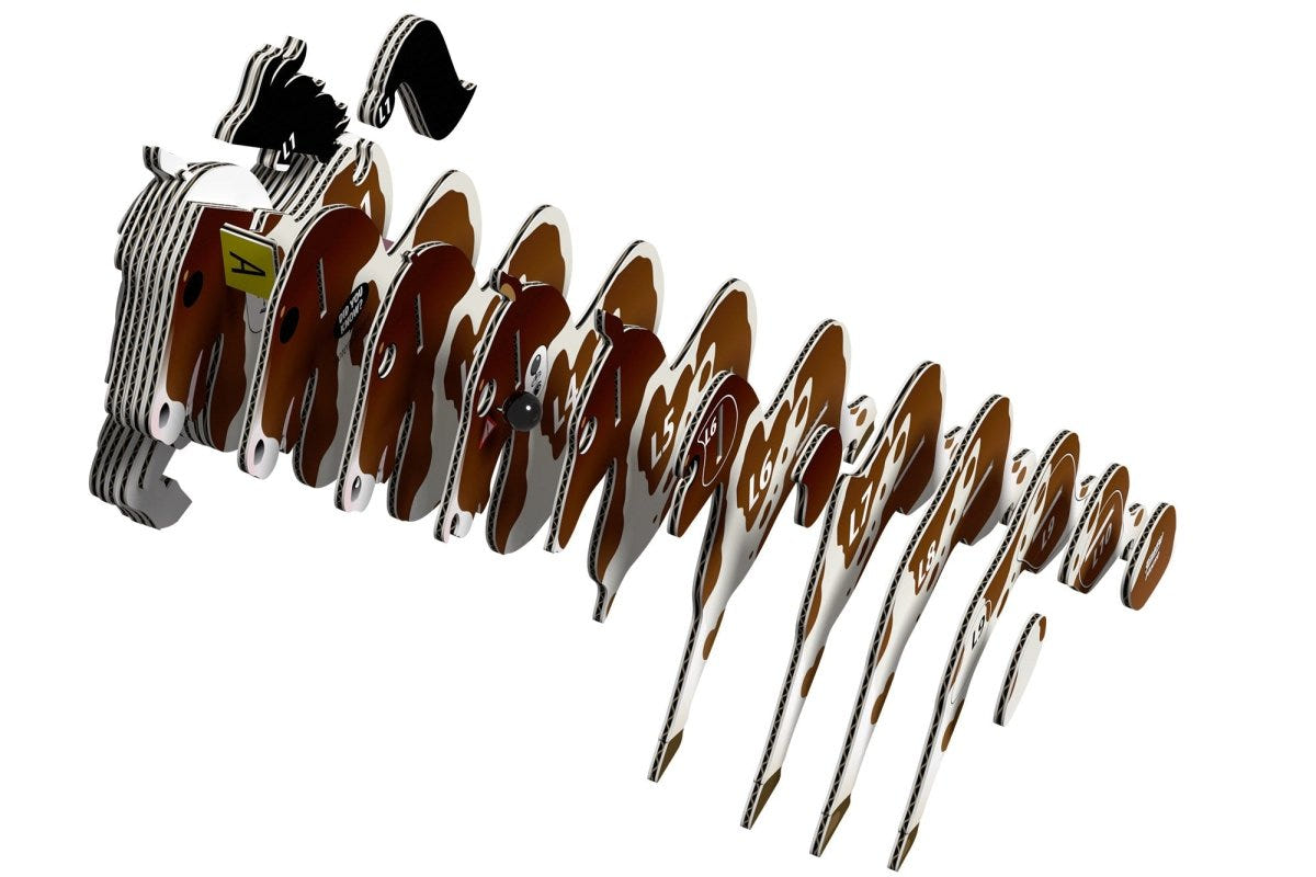 EUGY Horse 3D cardboard model kit - exploded view of the numbered layers