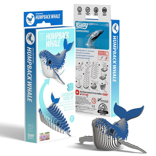 EUGY Humpback Whale 3D cardboard model kit, eco-friendly assembled puzzle figure